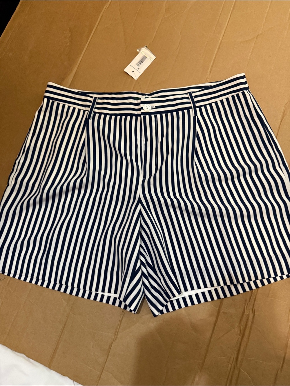 Ralph Lauren Navy and White Vertical Stripe Bermuda Shorts